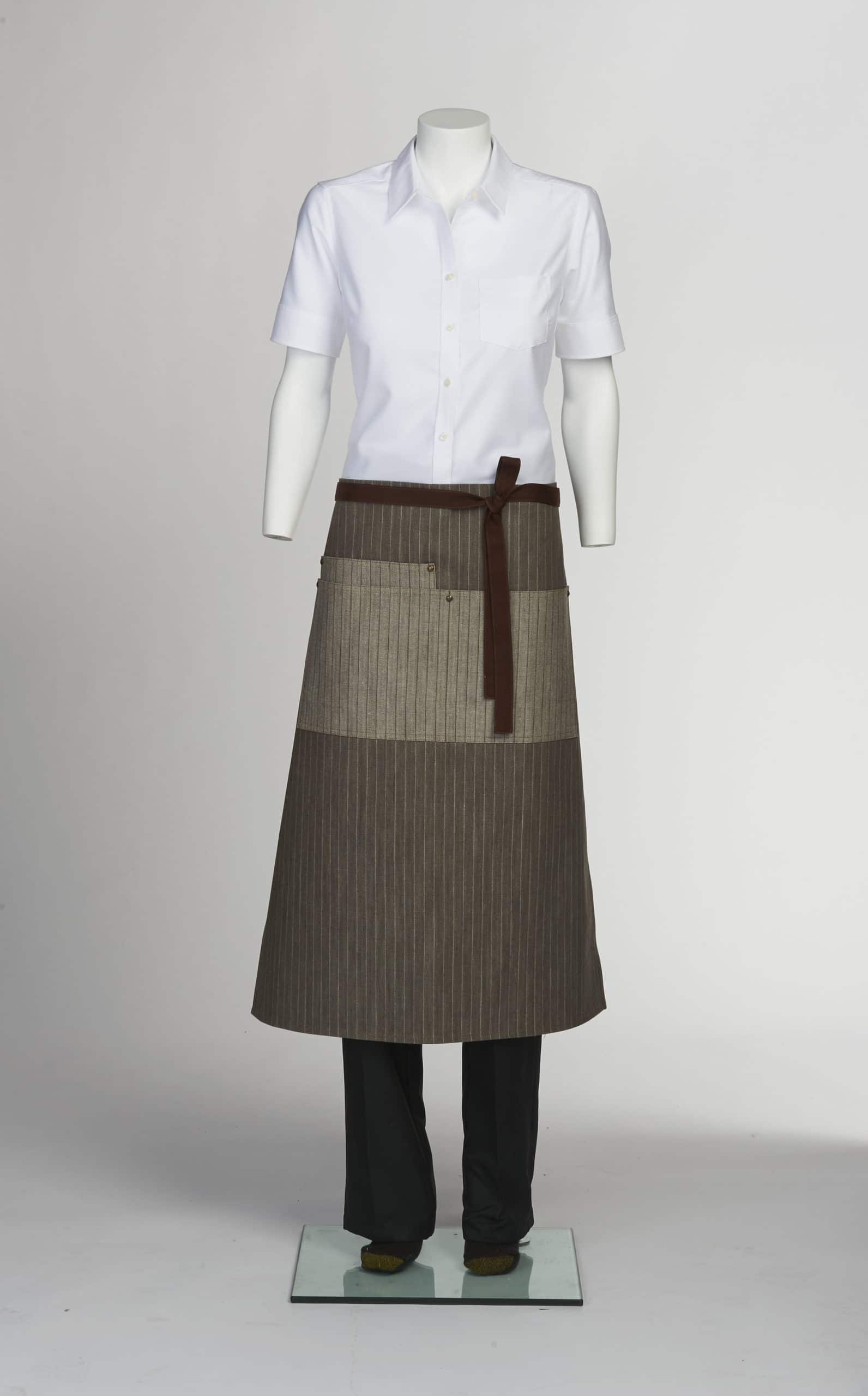 Brown Denim Stripe Bistro Apron