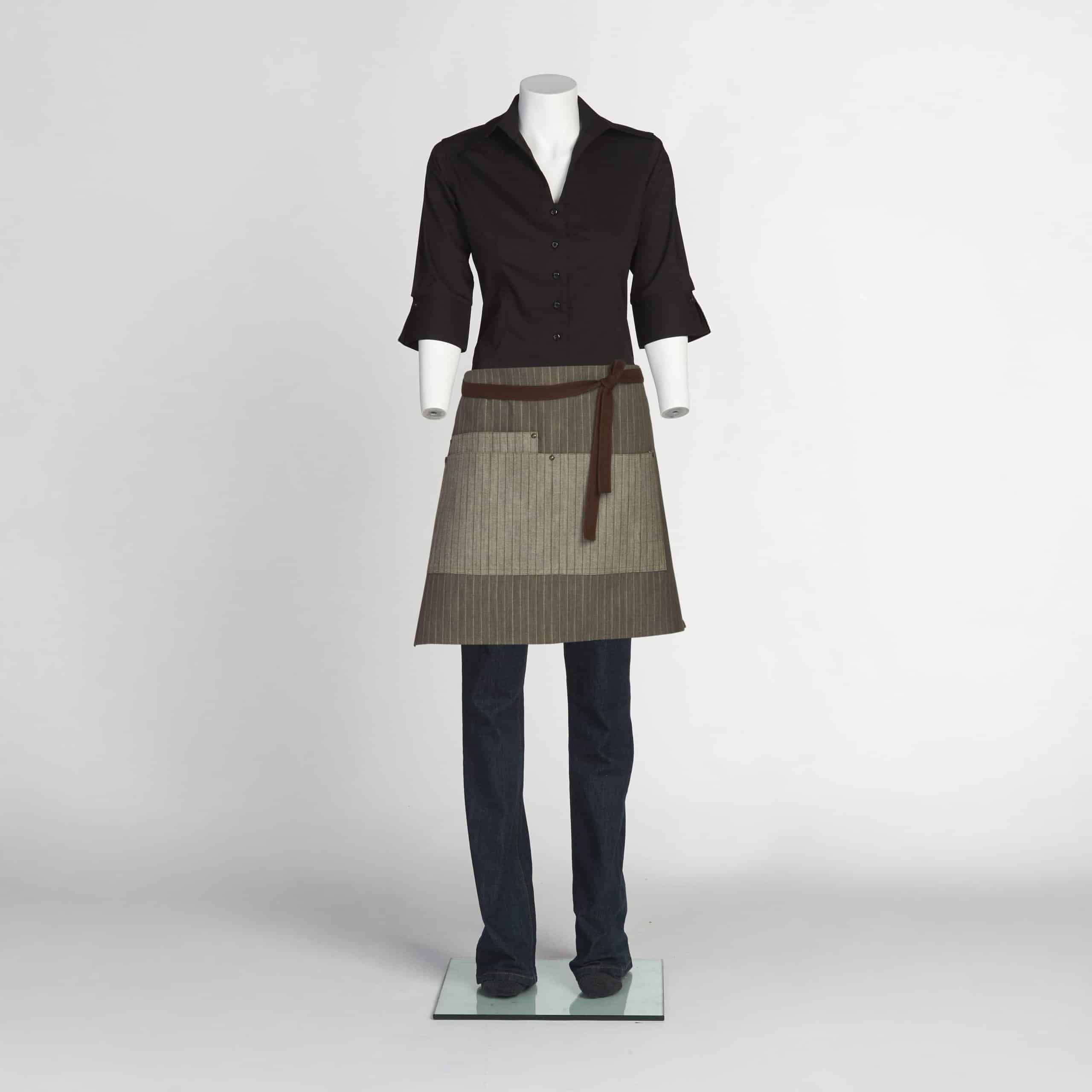 Half Bistro Brown Denim Stripe Apron