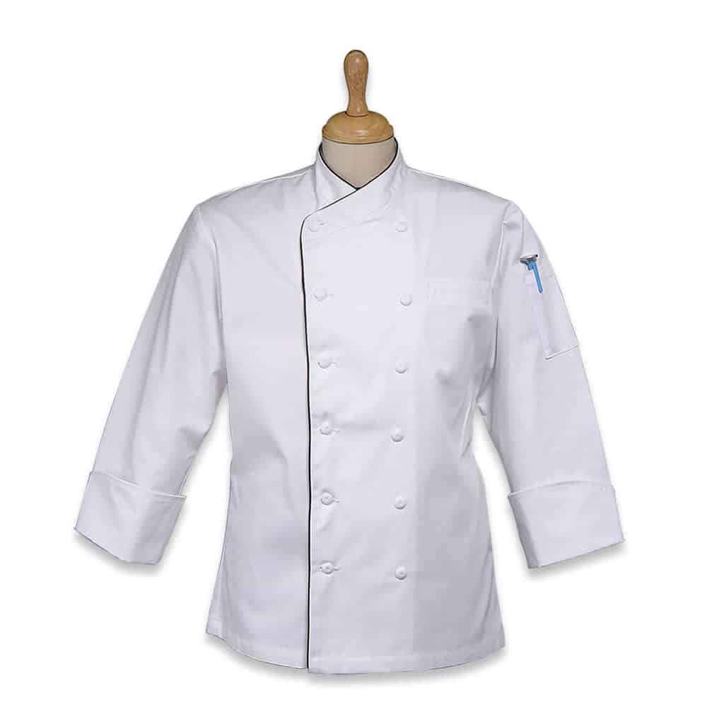 XX-Large,White with Royal Blue Piping Mercer Culinary M62050WRB2X Renaissance Womens White Scoop Neck Chef Jacket 