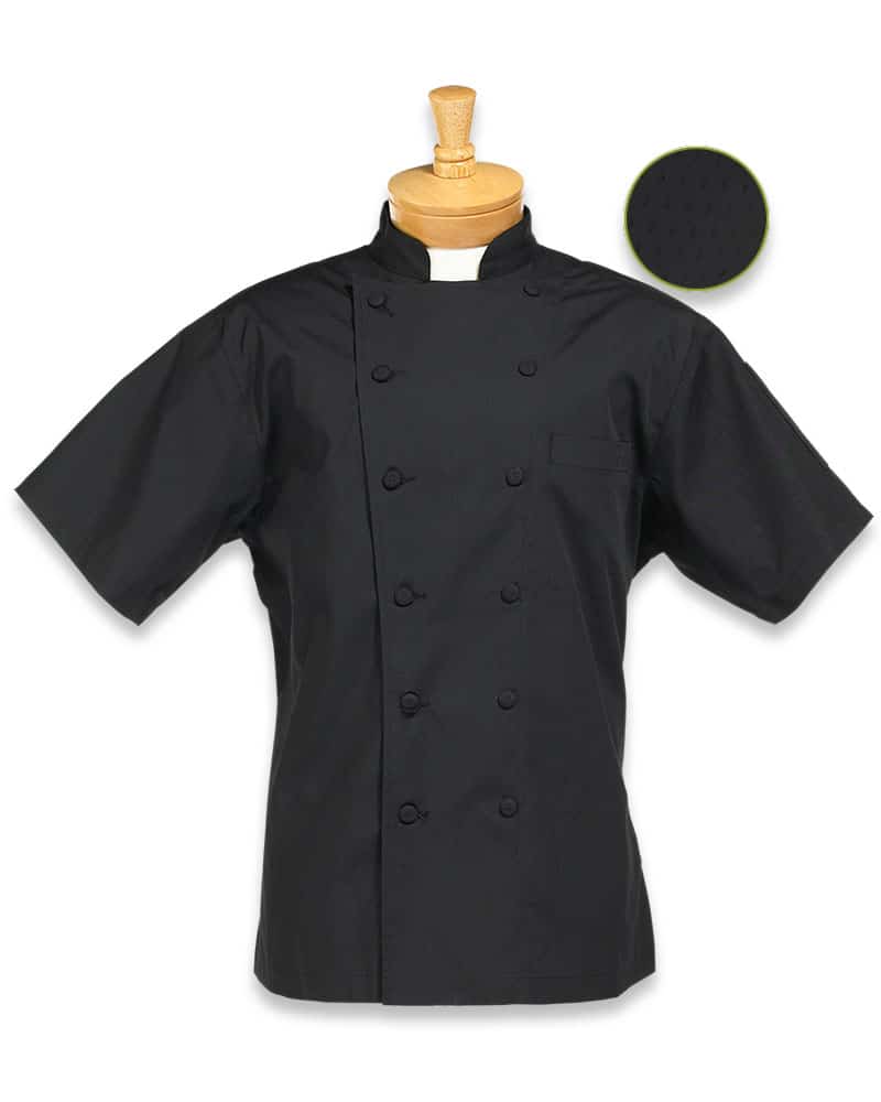 Lightweight Euro-Cut Chef Coat_Short Sleeve_Black