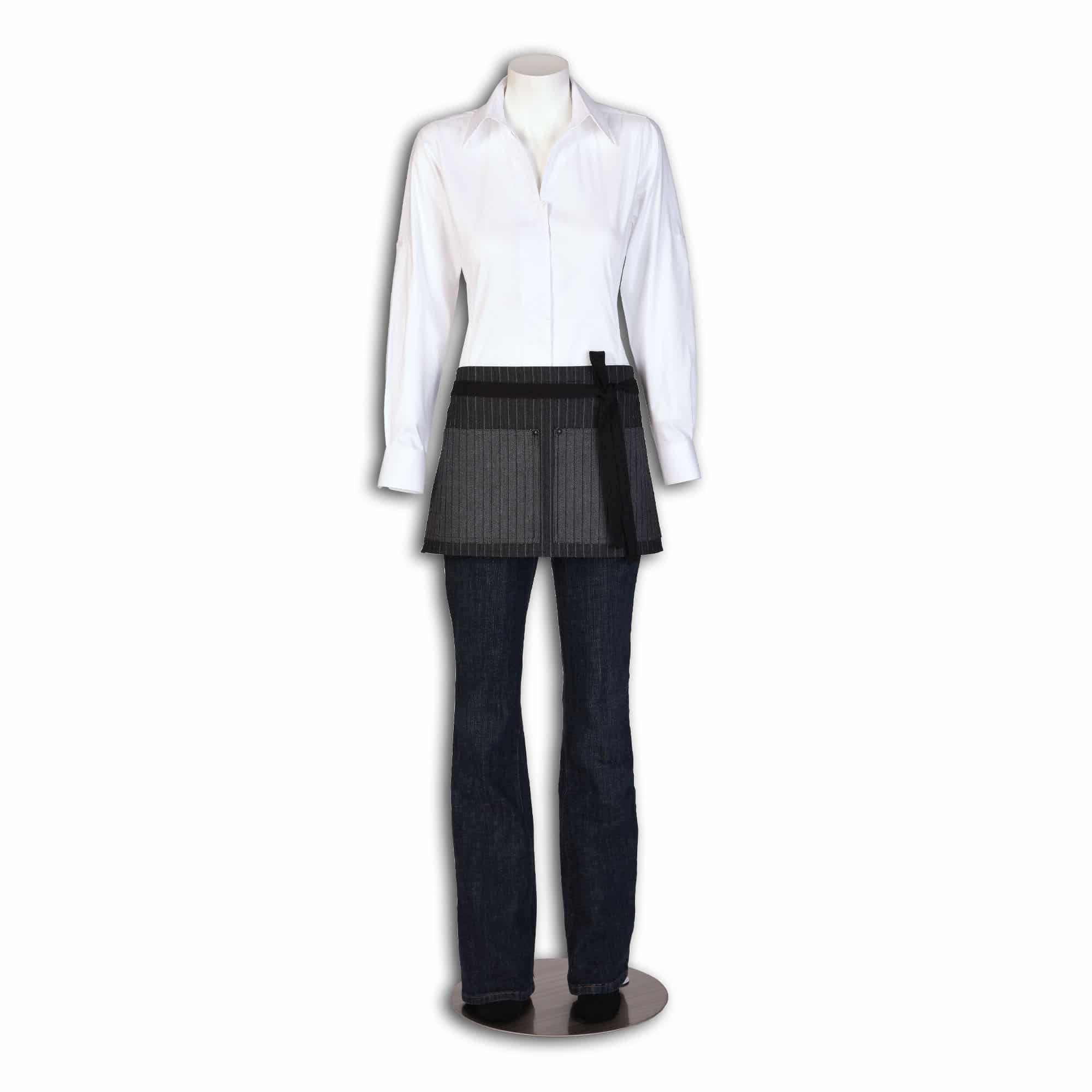 Short Charcoal Denim Stripe Apron