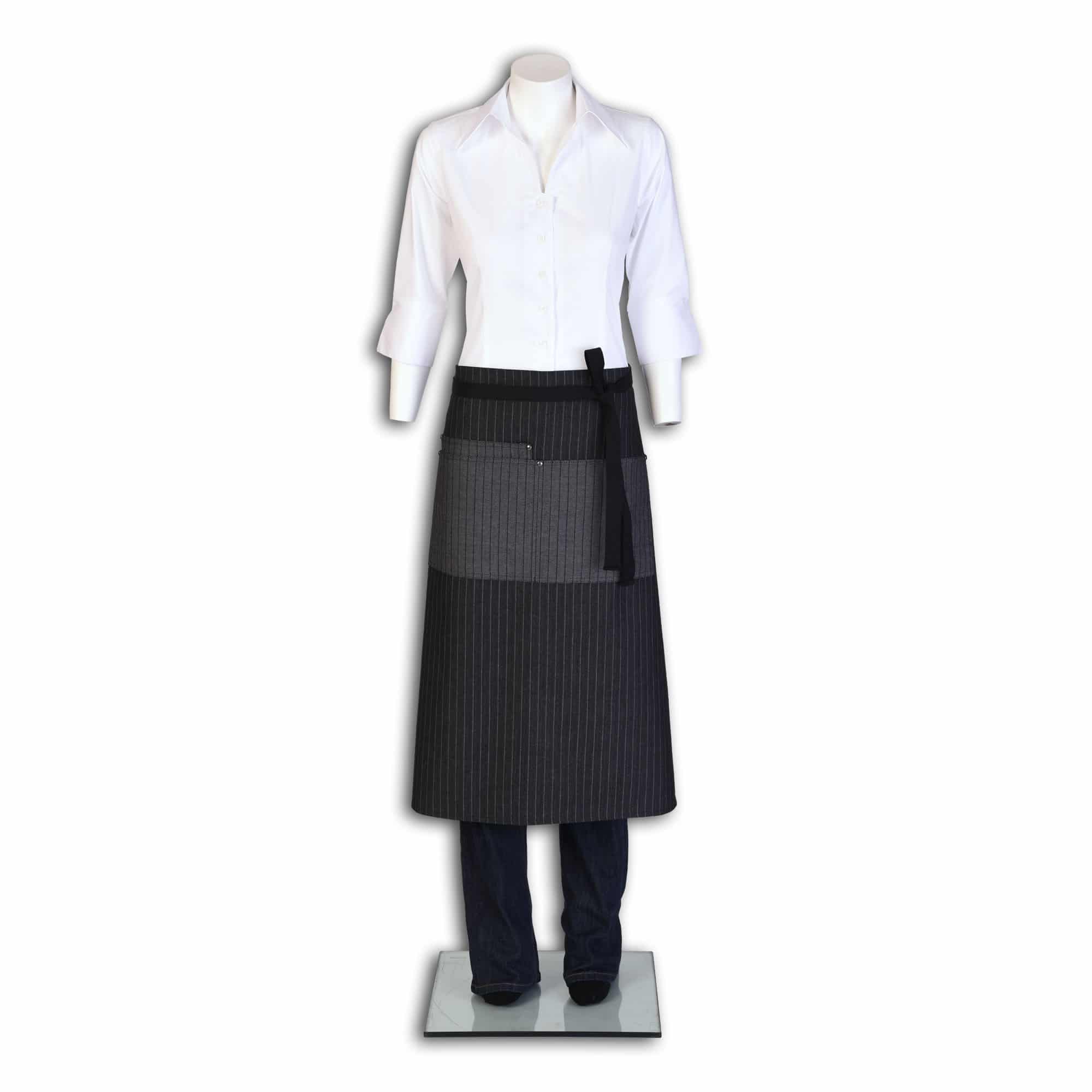 Charcoal Denim Stripe Bistro Apron