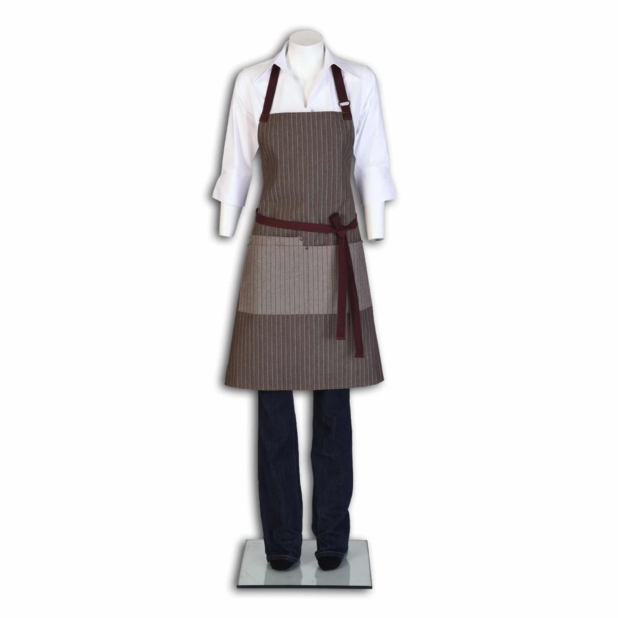 Brown Denim Stripe Bib Apron