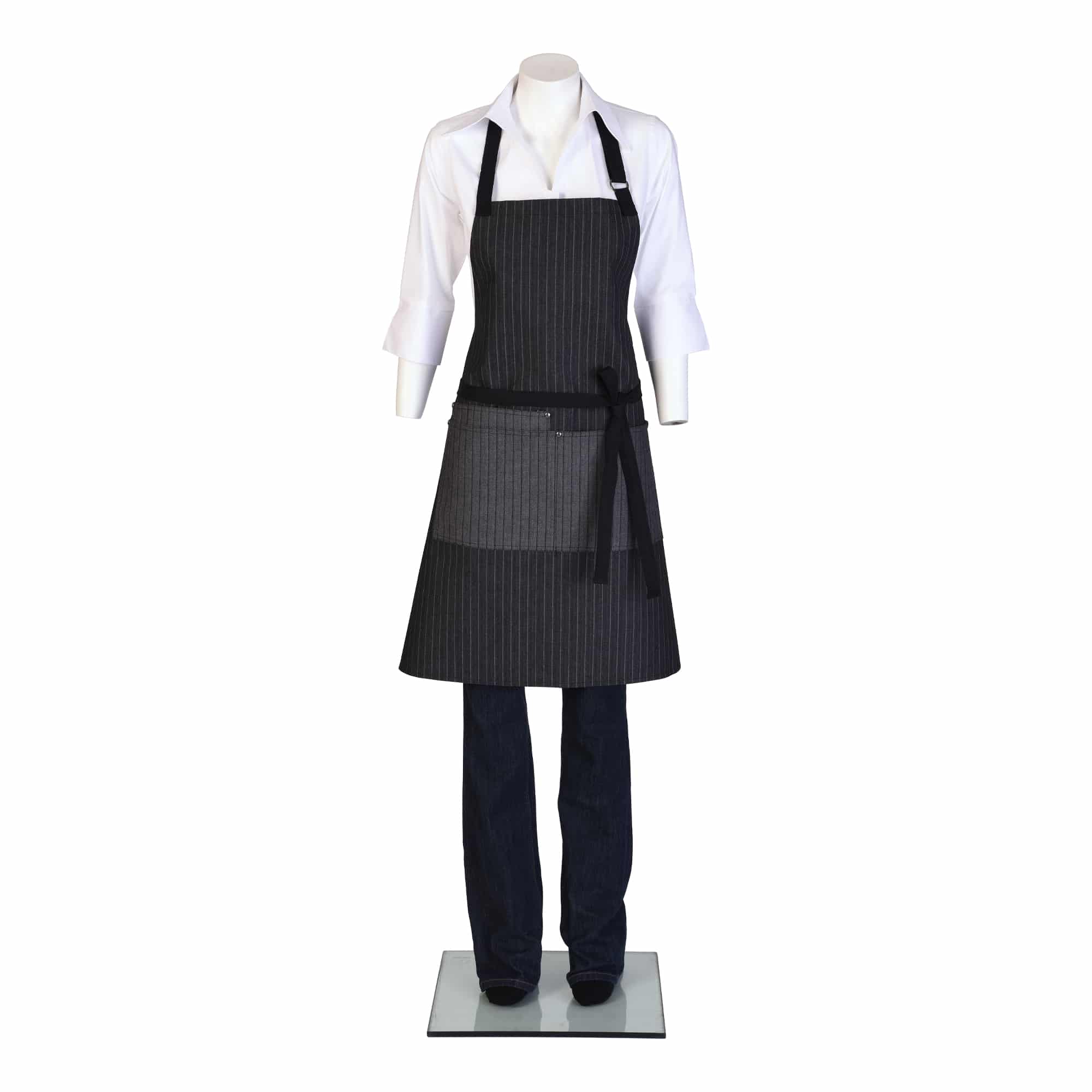 Charcoal Denim Stripe Bib Apron