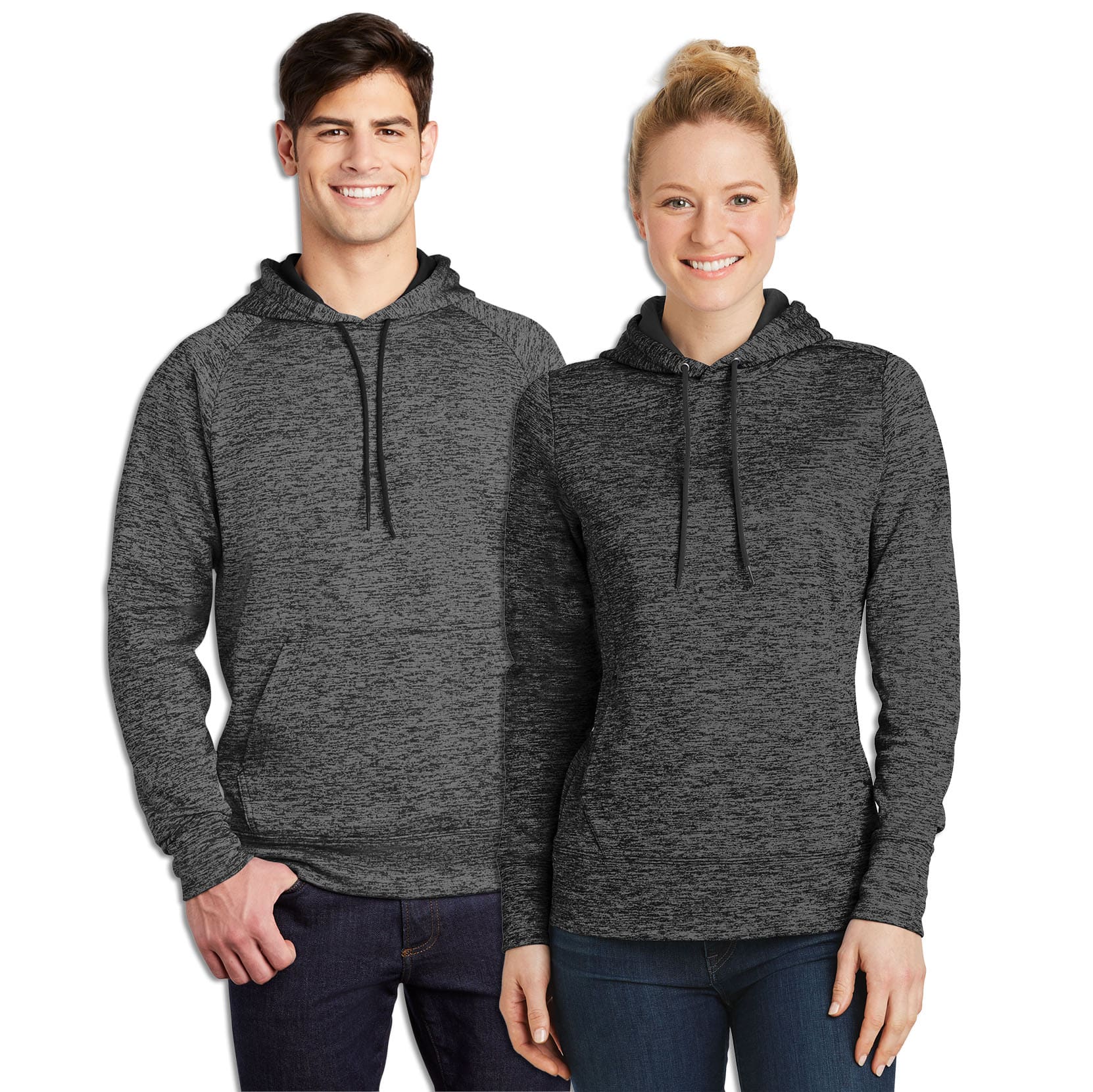 Men's and Women's PosiCharge® Electric Heather Fleece Hooded Pullover