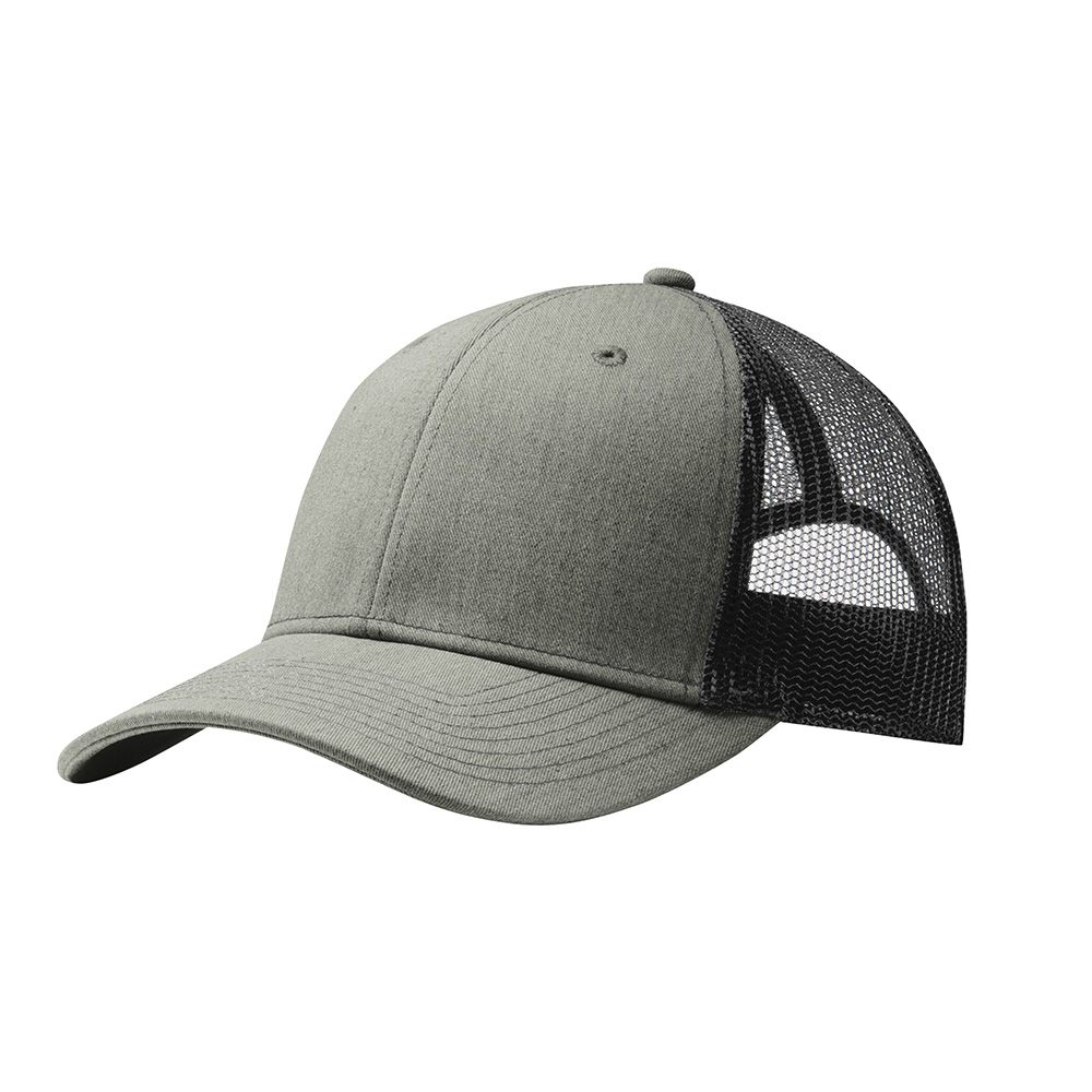 HATC112 Snapback Trucker Cap-Heather Grey/Black