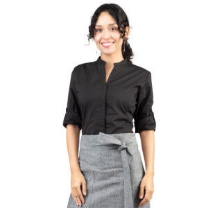 HEU_Women's_BandedCollar_Shirt-black