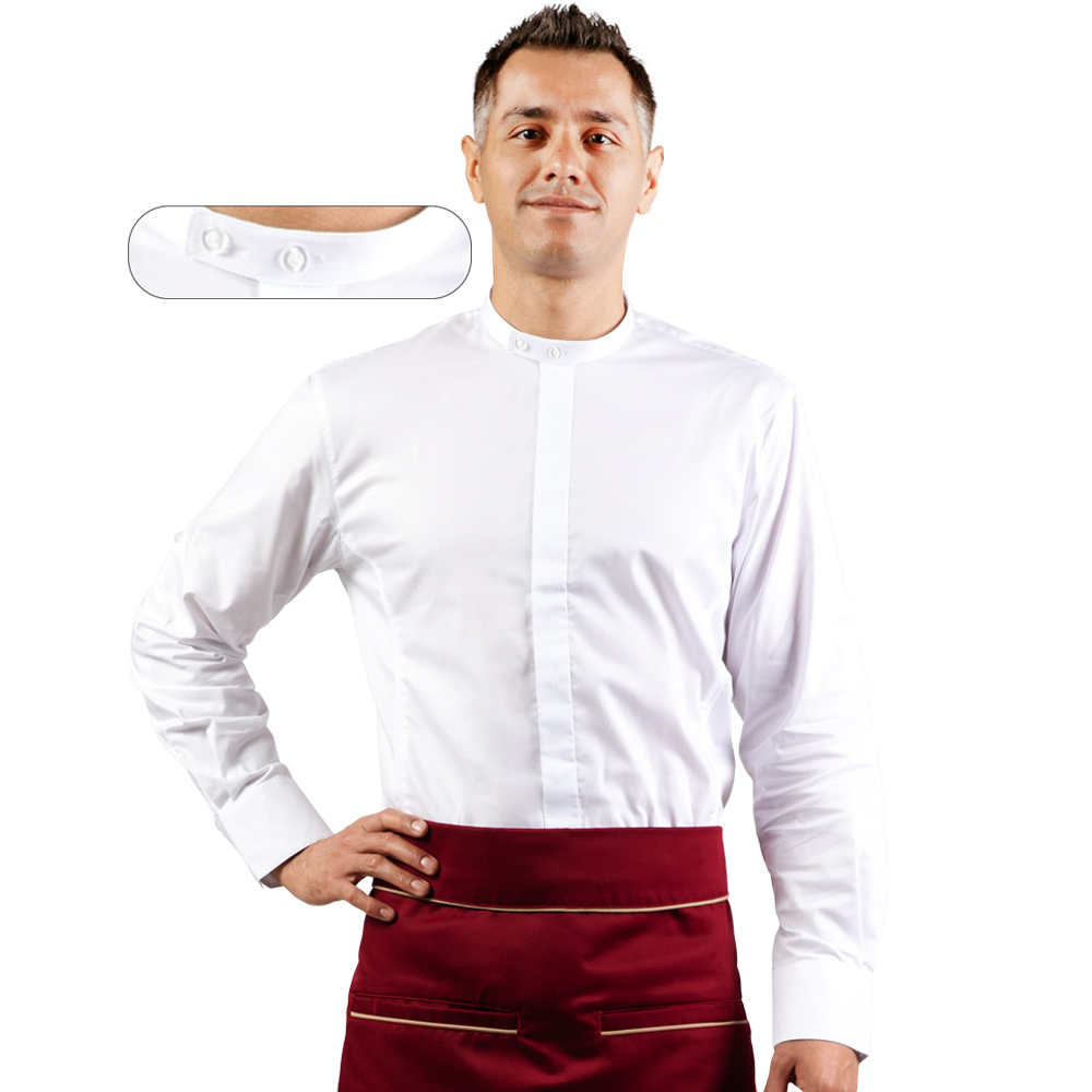 HEU-Unisex Modern Banded Collar Shrit-white