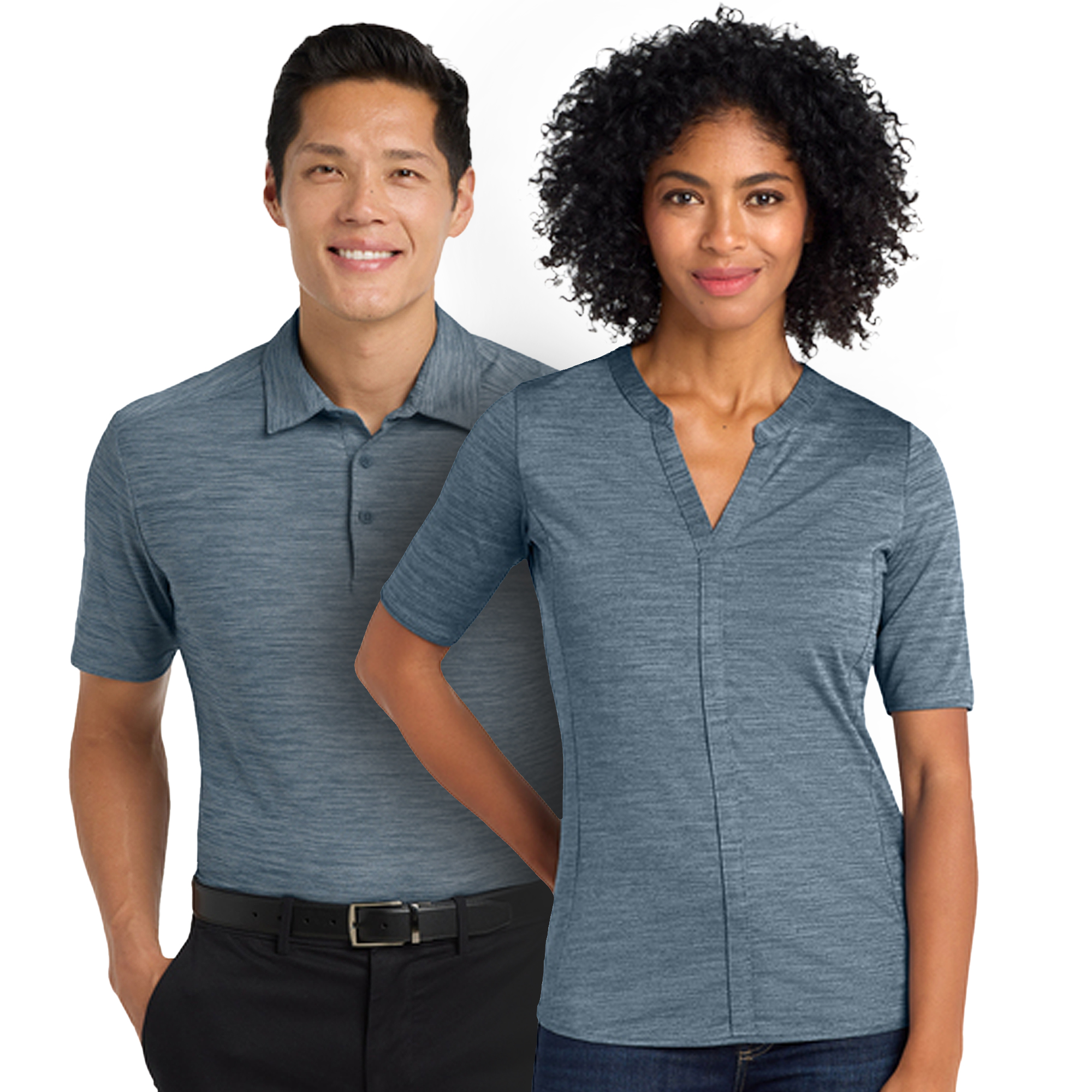 SHIK583_SHILK583_Men's and Women's Stretch Heather Top_Blue_Grey