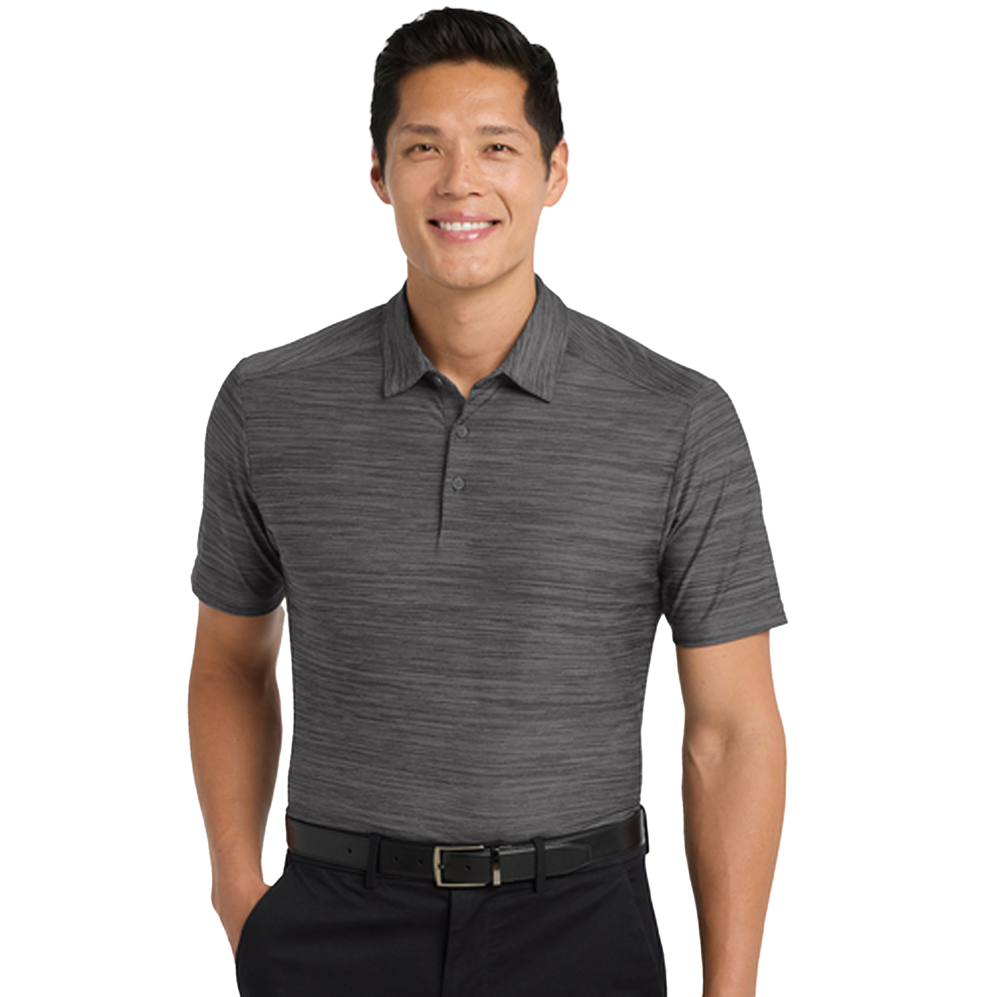 SHIK583_SHIK583_back_graphite_white_Stretch Heather Polo_front_black_grey