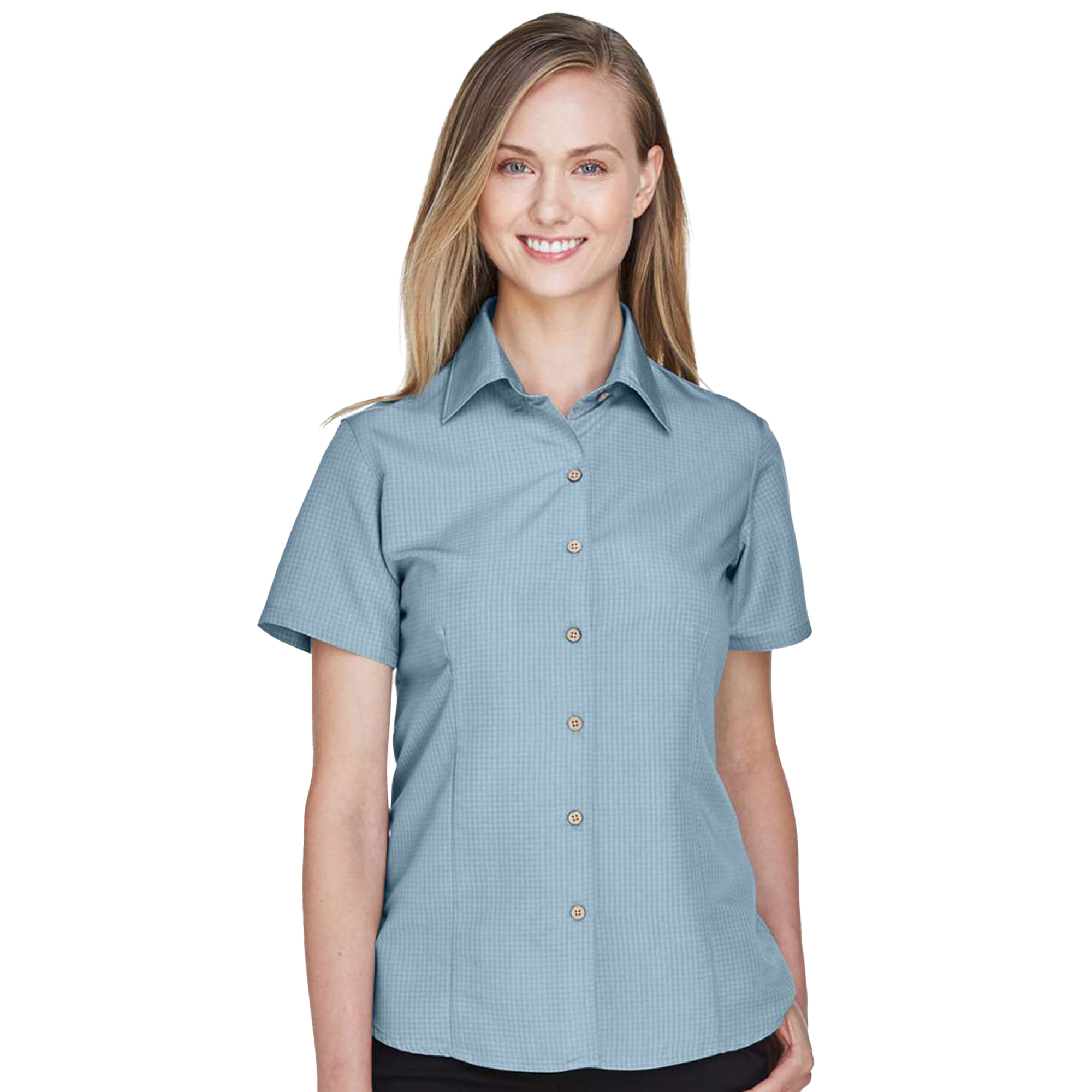 SHIM560W_Women's Barbados Textured Camp Shirt-cloudblue
