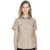 SHIM560W_Women's Barbados Textured Camp Shirt-Khaki