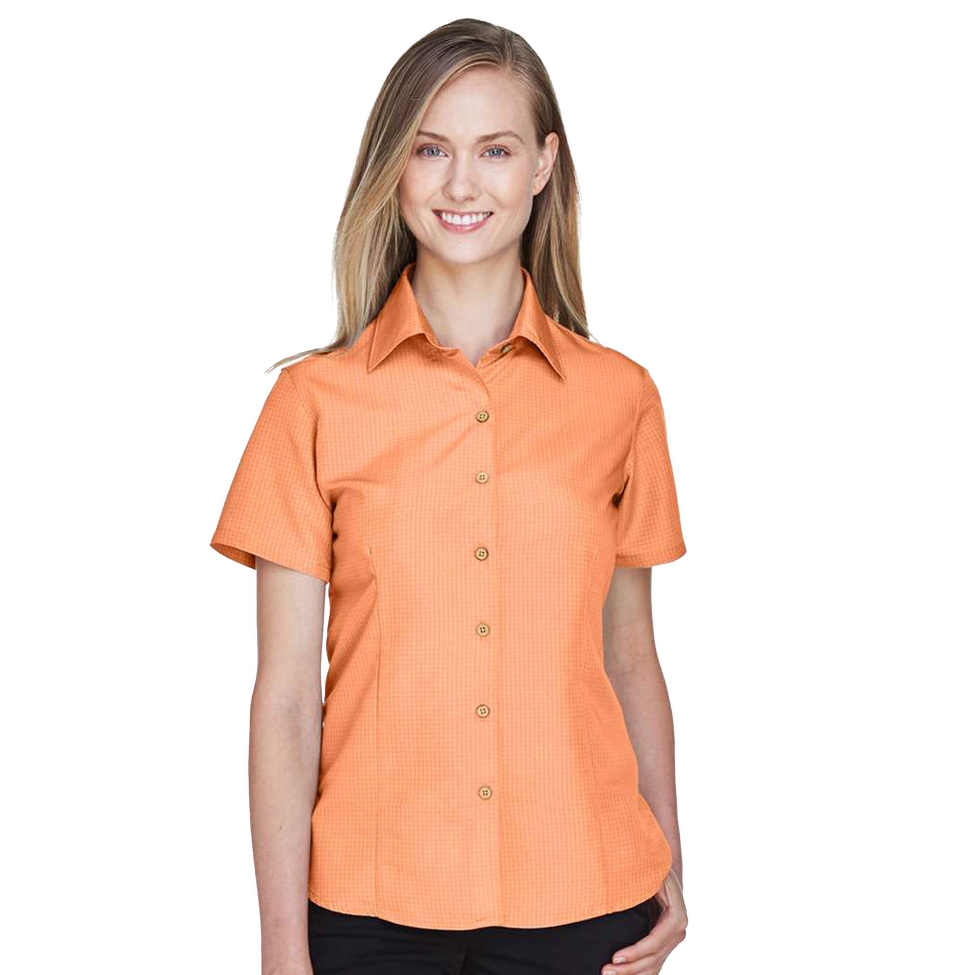 SHIM560W_Women's Barbados Textured Camp Shirt-nectarine