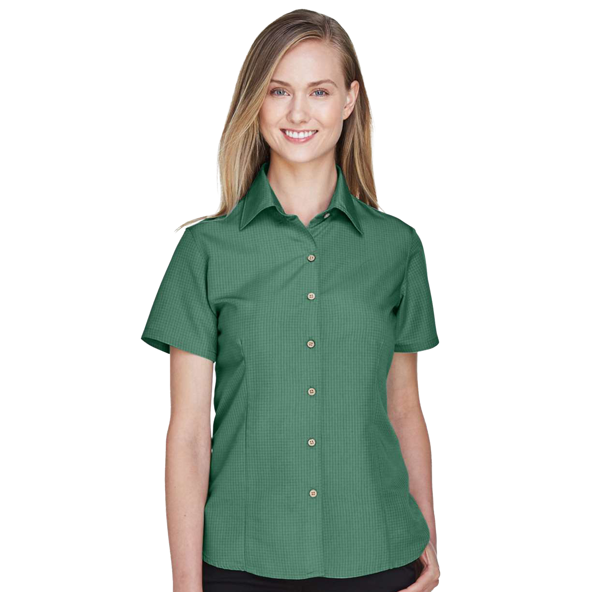 SHIM560W_Women's Barbados Textured Camp Shirt-palmgreen
