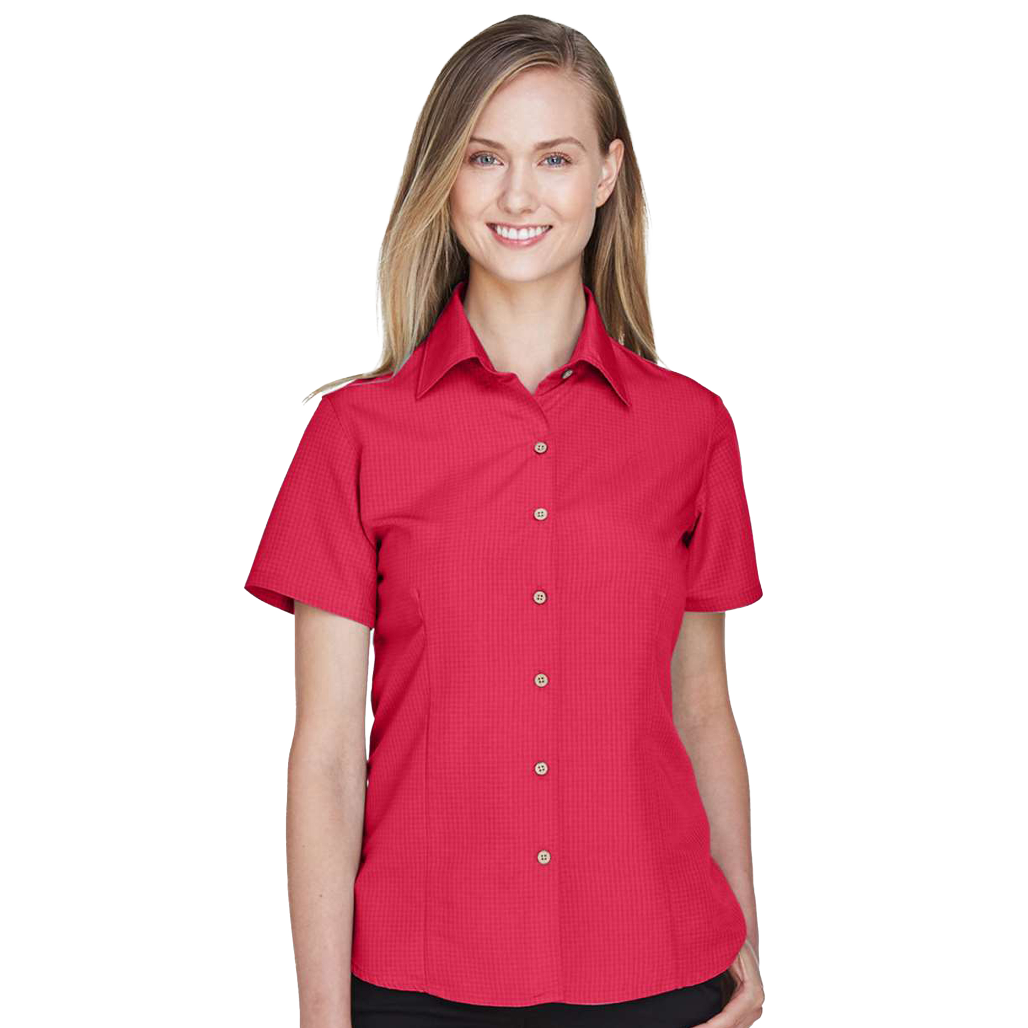SHIM560W_Women's Barbados Textured Camp Shirt-parrotred