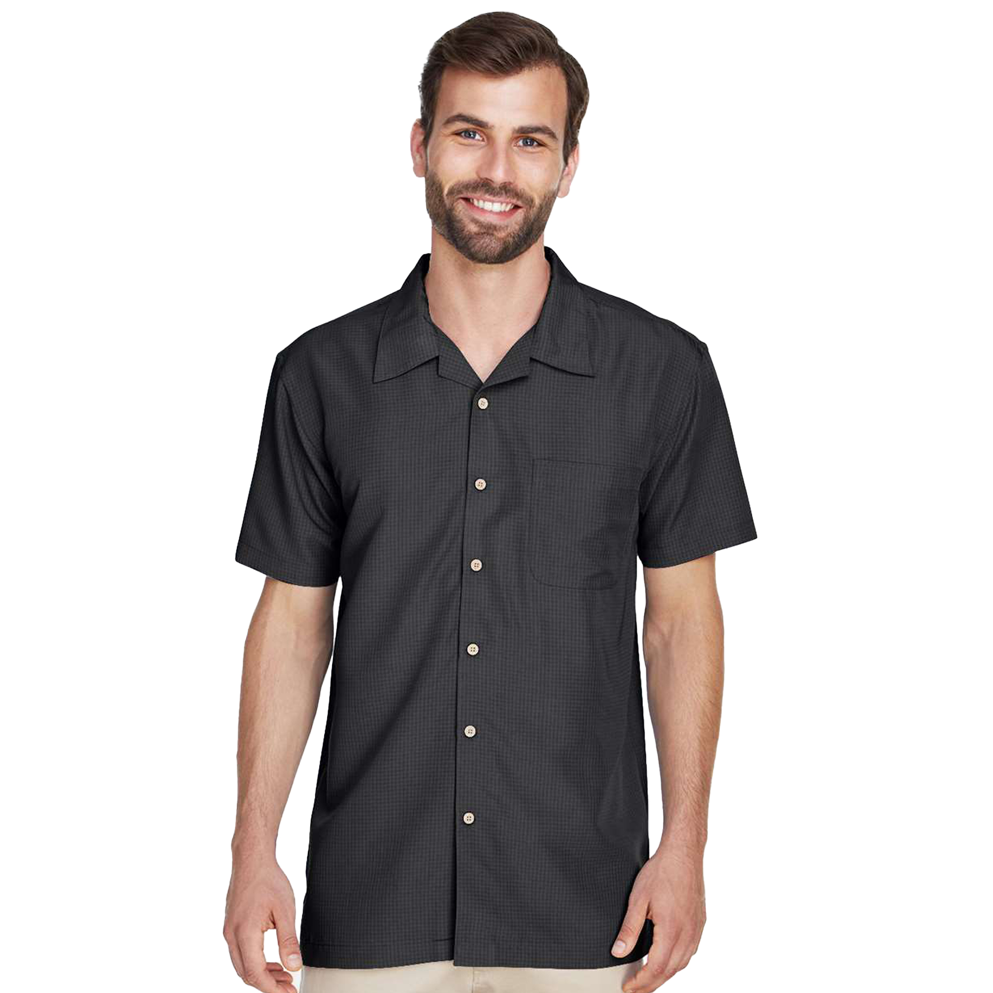 SHIM560_Barbados Textured Camp Shirt-blk
