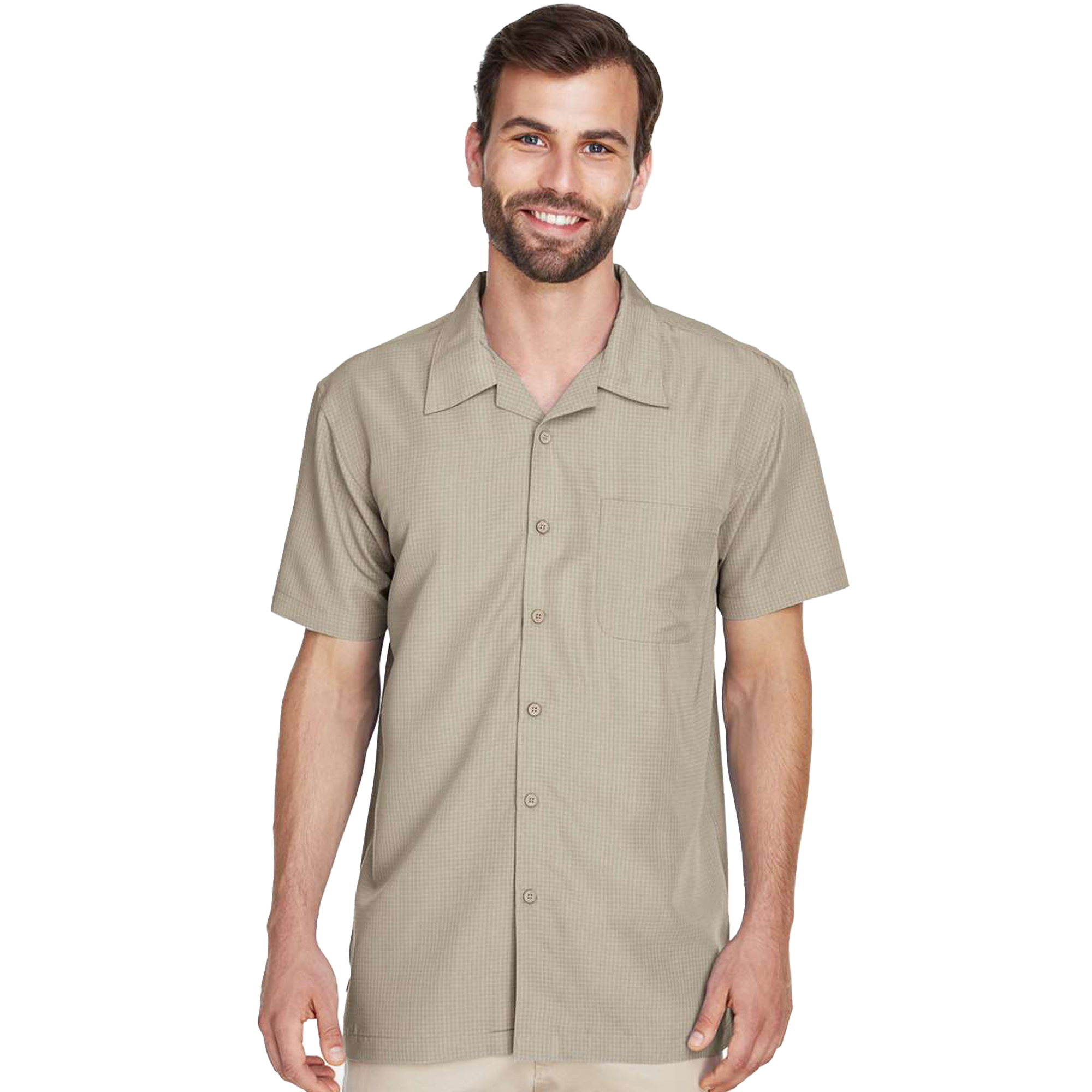 SHIM560_Barbados Textured Camp Shirt-khaki