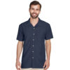 SHIM560_Barbados Textured Camp Shirt-navy
