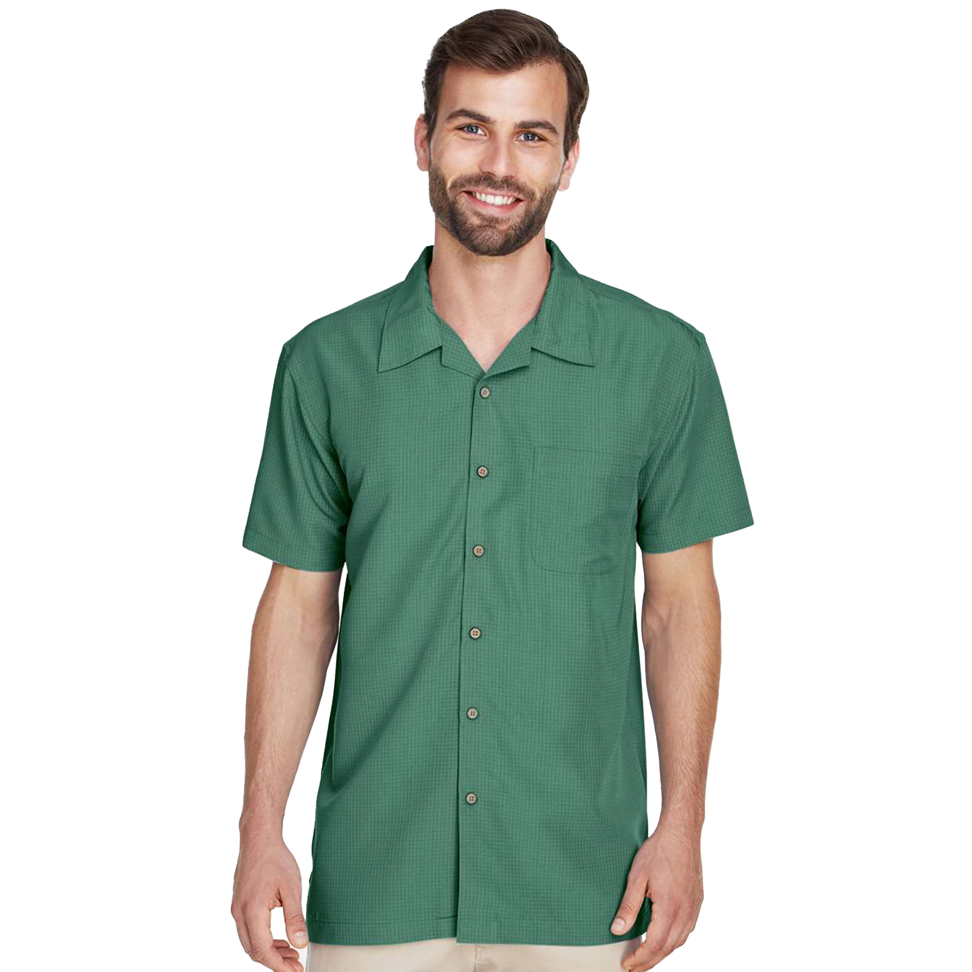 SHIM560_Barbados Textured Camp Shirt-palmgreen