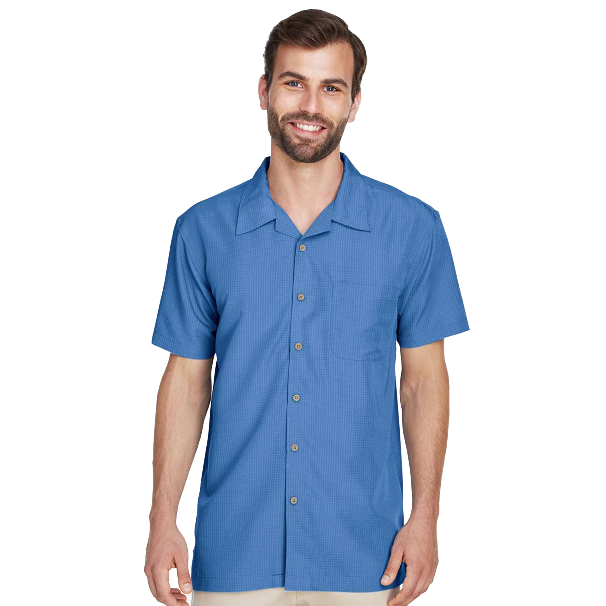 SHIM560_Barbados Textured Camp Shirt-poolblue