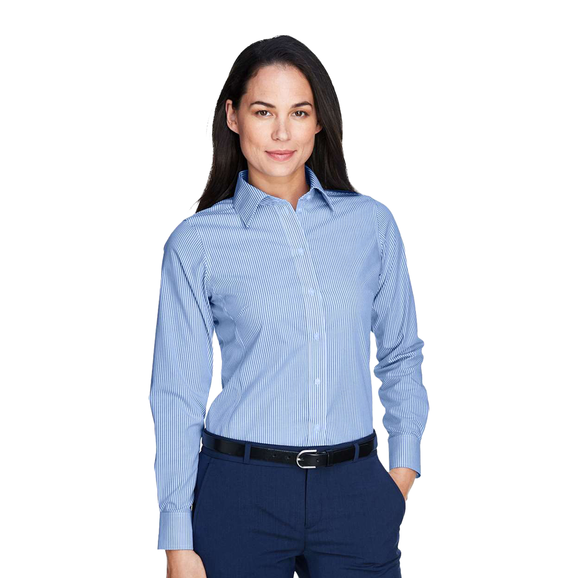 SHID645W_Women's_Banker_Stripe_Shirt-FrenchBlue