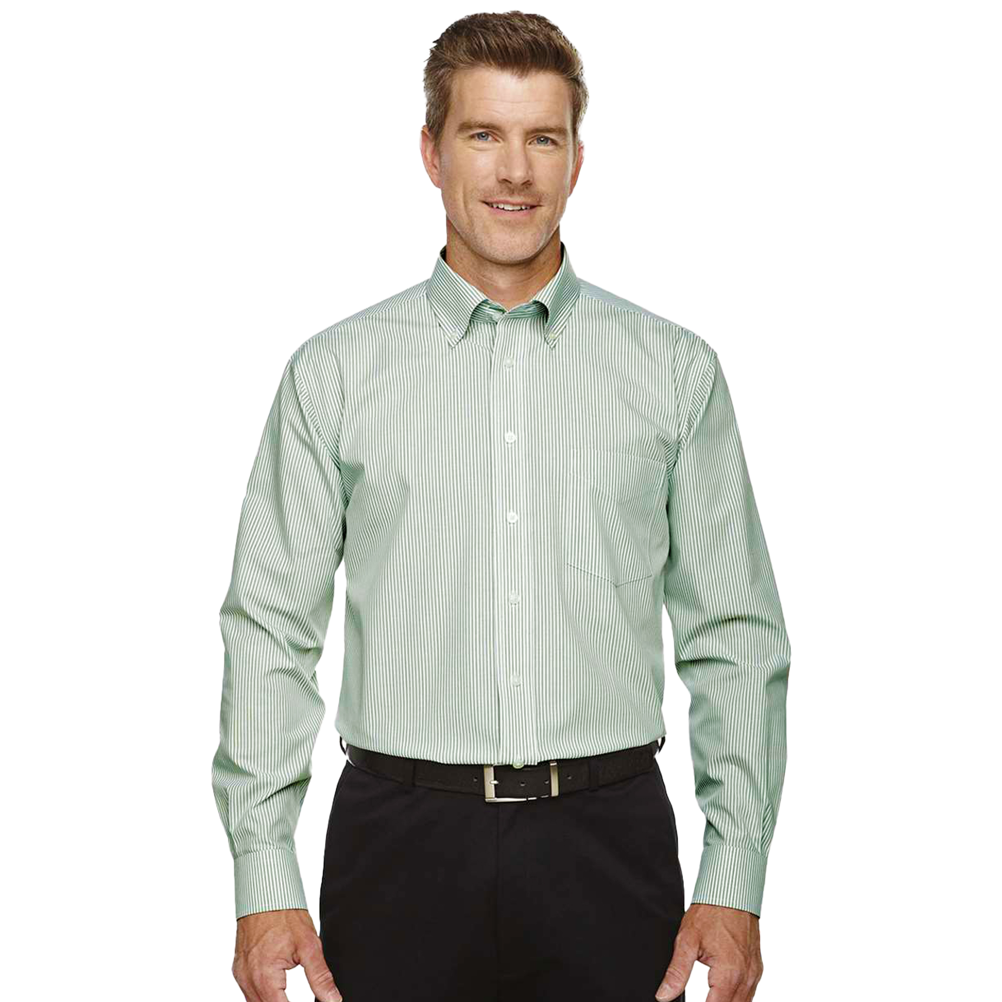 SHID645_Men's_Banker_Stripe_Shirt-Dill_frontDill_front