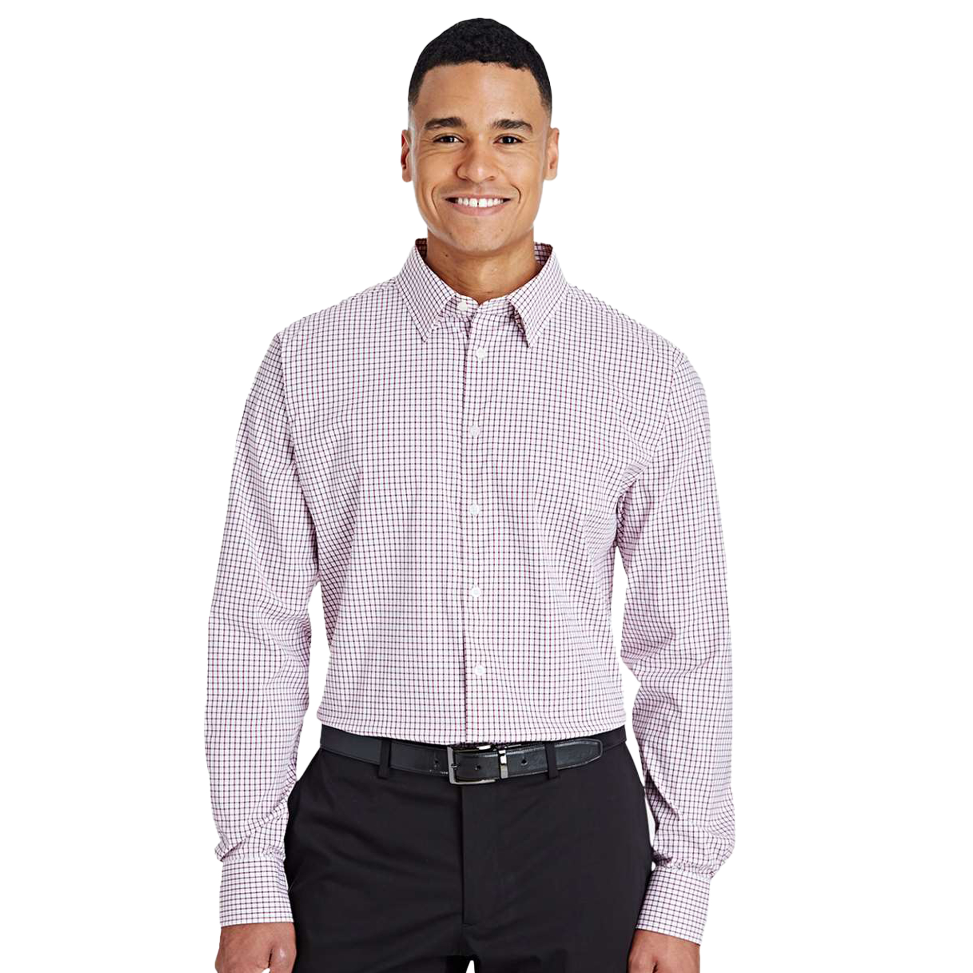 SHIDG540_Men's_Window_Pane_Shirt-Burgandy_White