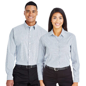 SHIDG540_DG540W_Men's_and_Women's_Window_Pane_Shirt_Navy_WhiteN