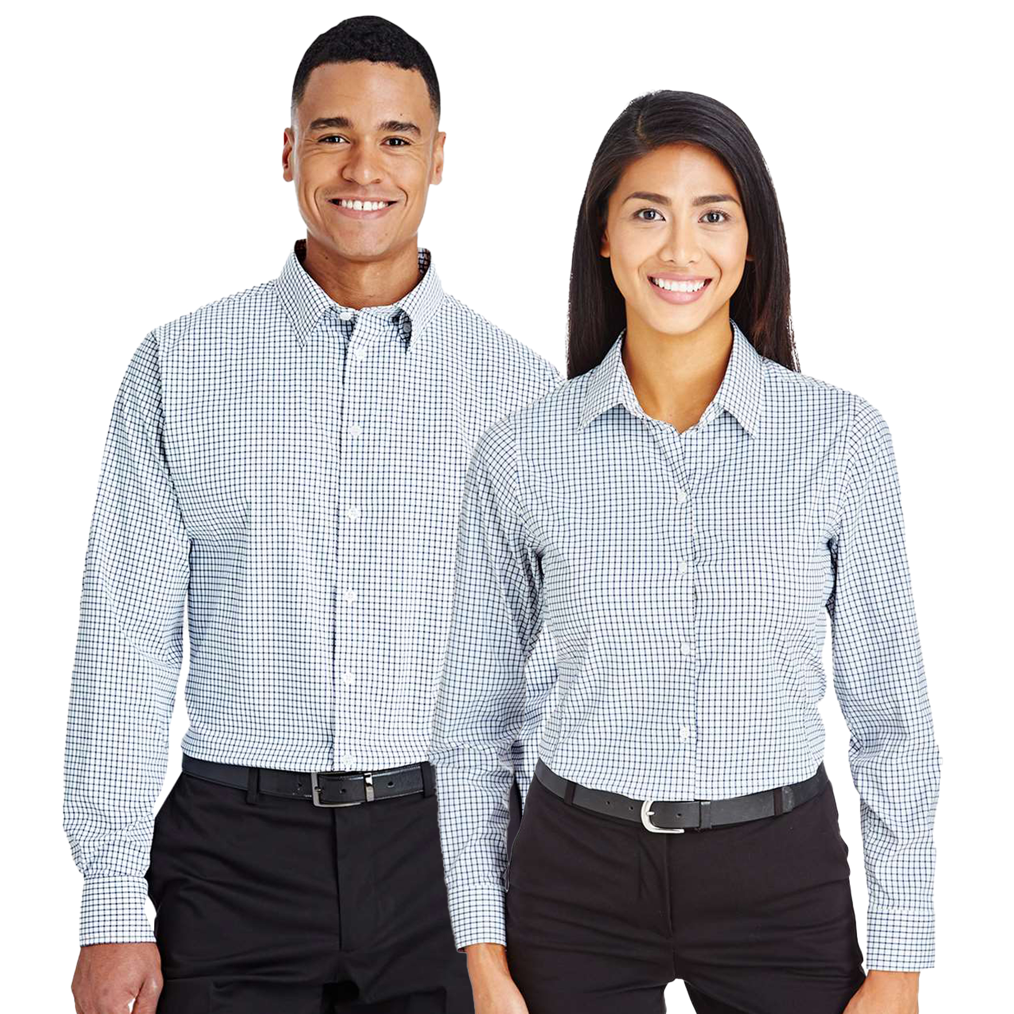 SHIDG540_DG540W_Men's_and_Women's_Window_Pane_Shirt_Navy_WhiteN