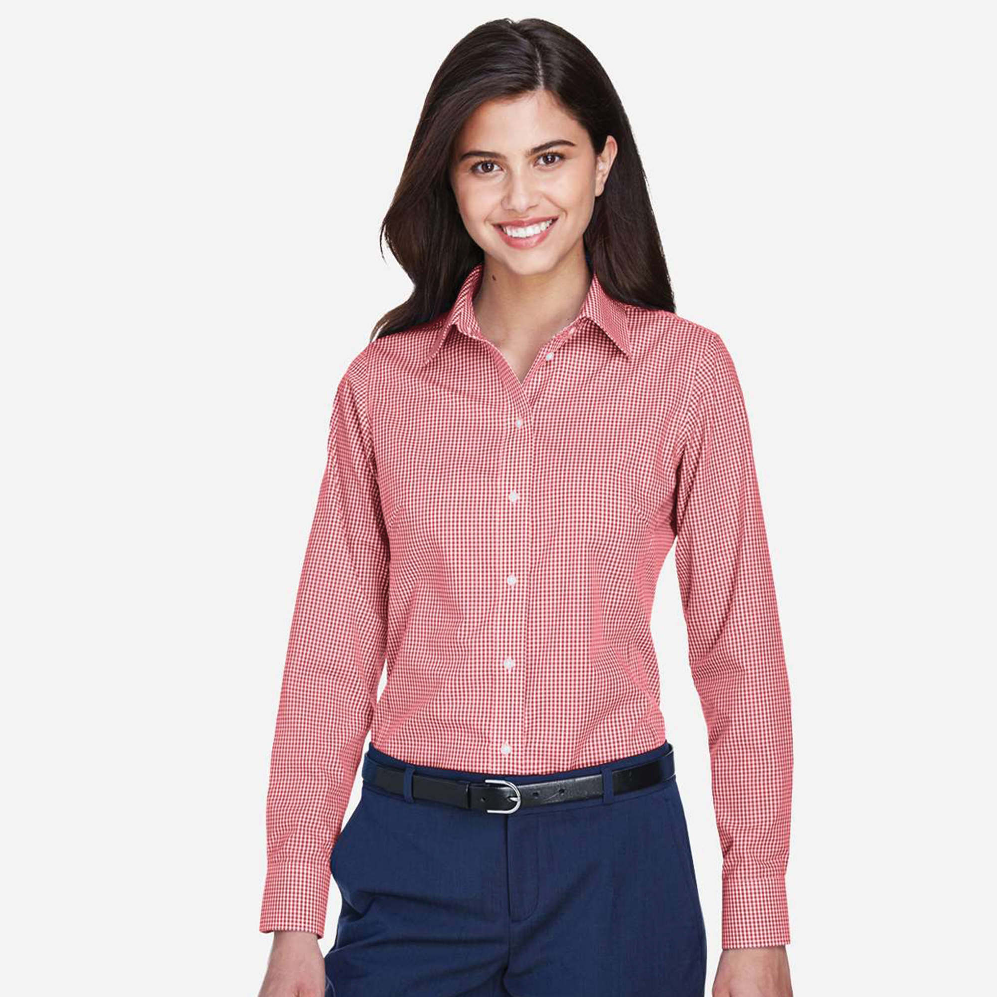 SHID640W_Women's_Gingham_Shirt-Red