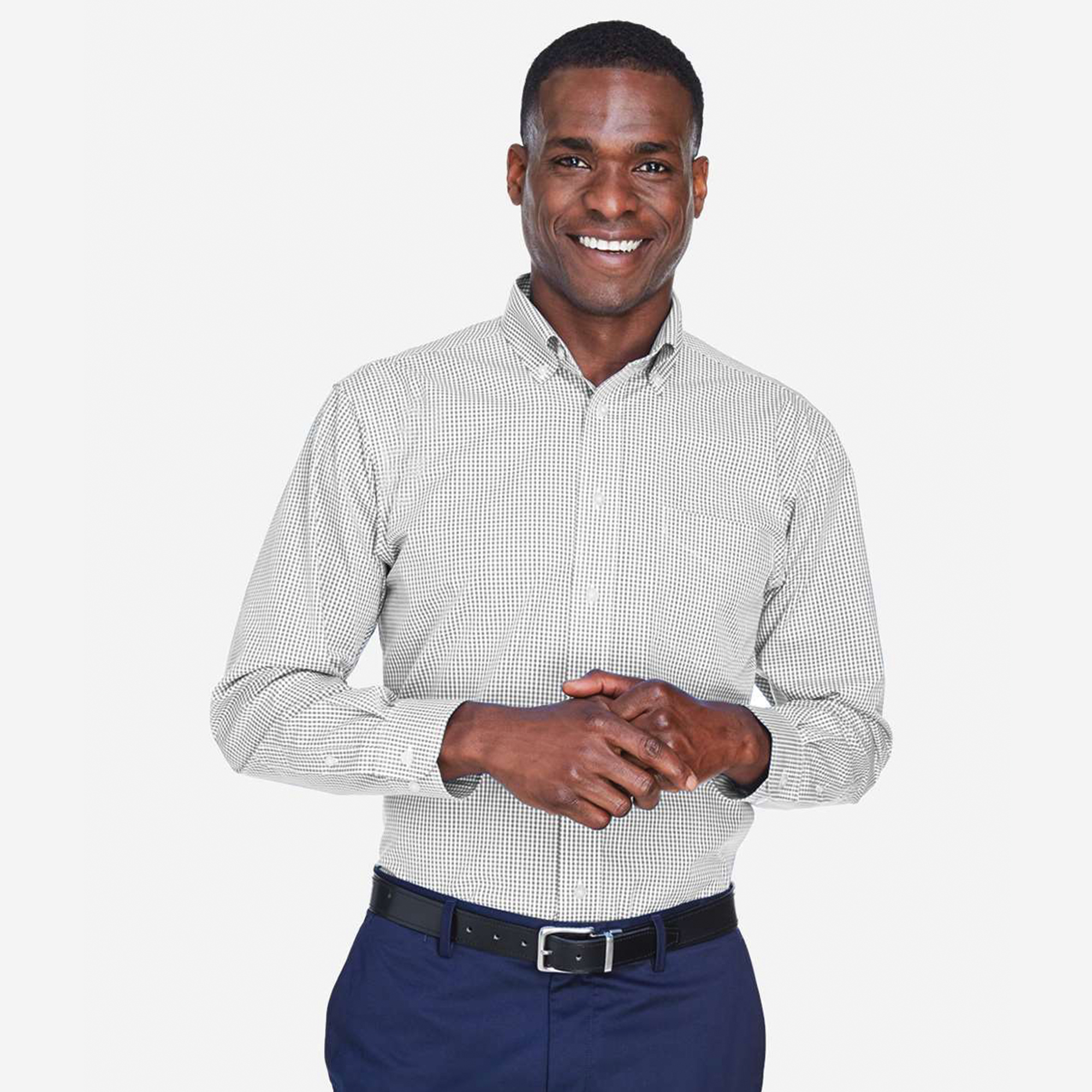 SHID640_Men's_Gingham_Shirt_Silver