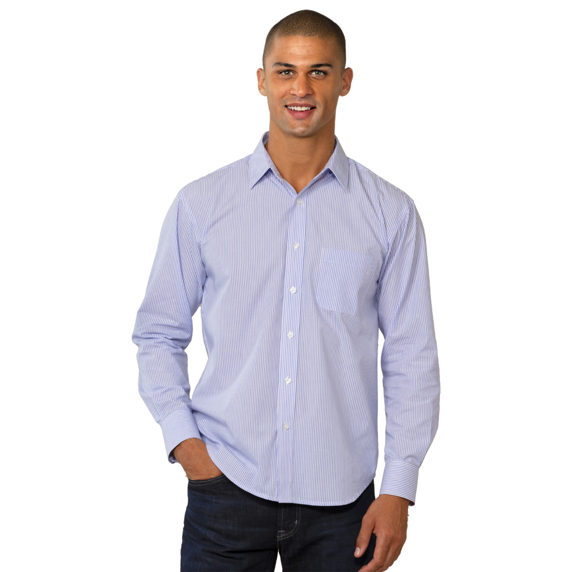 SHIBG7272BlueWhtStripeModelFront