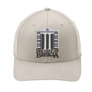Beige baseball cap featuring the City of Benicia logo on the front.