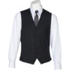 Mannequin torso wearing a white dress shirt with a black pinstripe waistcoat and a dark tie.