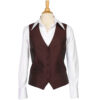 Mannequin torso wearing a white shirt with a burgundy vest and pointed lapels in front view.
