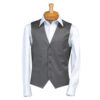 Mannequin torso wearing a white dress shirt and a gray pinstripe waistcoat (vest).